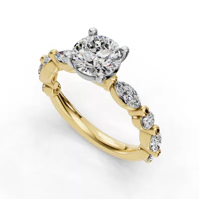 Eclipta Statement Marquise And Round Diamond Engagement Ring