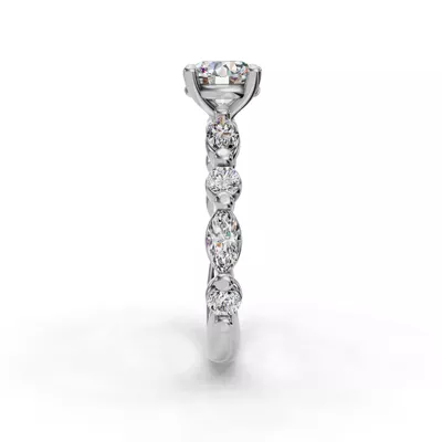 Eclipta Statement Marquise And Round Diamond Engagement Ring
