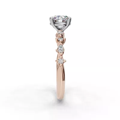 Aravelle Petite Marquise And Round Diamond Engagement Ring