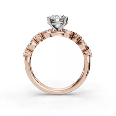 Aravelle Petite Marquise And Round Diamond Engagement Ring