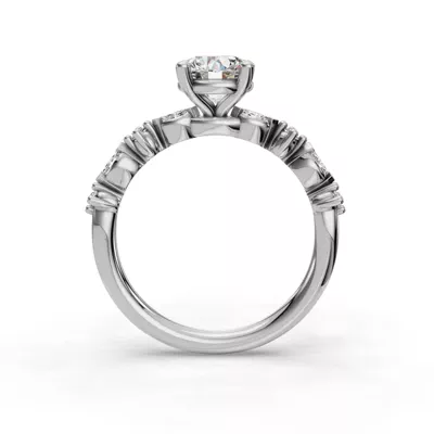 Aravelle Petite Marquise And Round Diamond Engagement Ring
