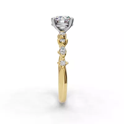 Aravelle Petite Marquise And Round Diamond Engagement Ring