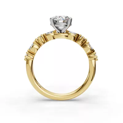 Aravelle Petite Marquise And Round Diamond Engagement Ring