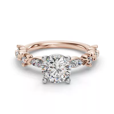 Aravelle Classic Marquise And Round Diamond Engagement Ring