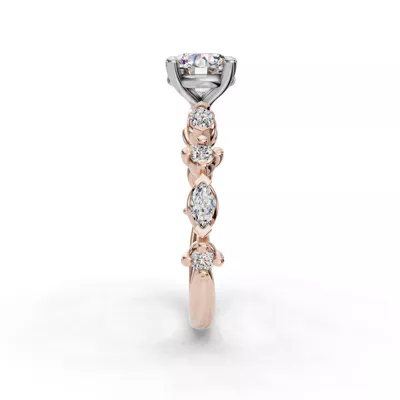 Aravelle Classic Marquise And Round Diamond Engagement Ring