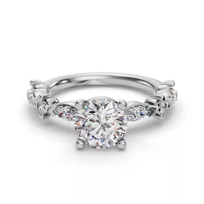 Aravelle Classic Marquise And Round Diamond Engagement Ring