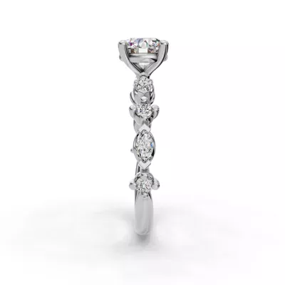 Aravelle Classic Marquise And Round Diamond Engagement Ring