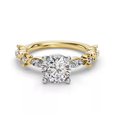 Aravelle Classic Marquise And Round Diamond Engagement Ring