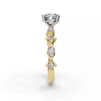 Aravelle Classic Marquise And Round Diamond Engagement Ring