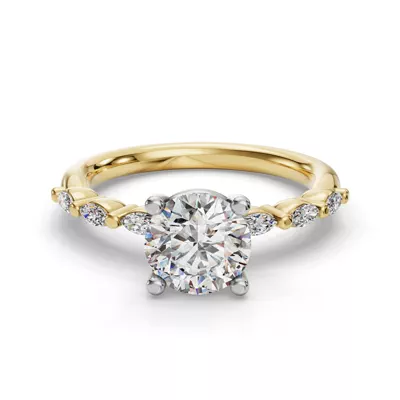 Oramar Petite Marquise Diamond Engagement Ring