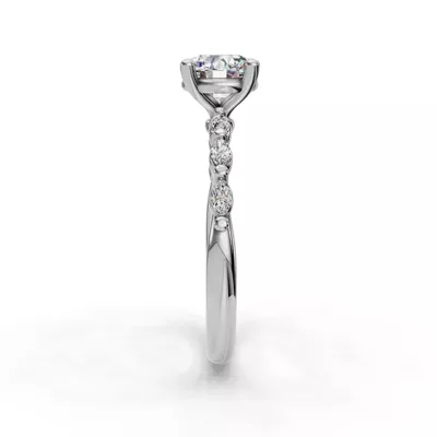 Oramar Petite Marquise Diamond Engagement Ring