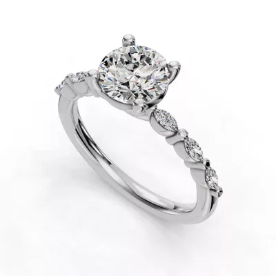 Oramar Petite Marquise Diamond Engagement Ring