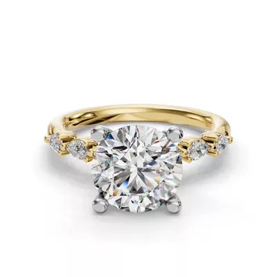 Oramar Petite Pear Diamond Engagement Ring