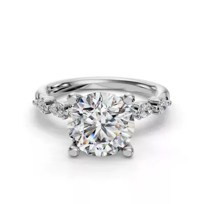 Oramar Petite Pear Diamond Engagement Ring