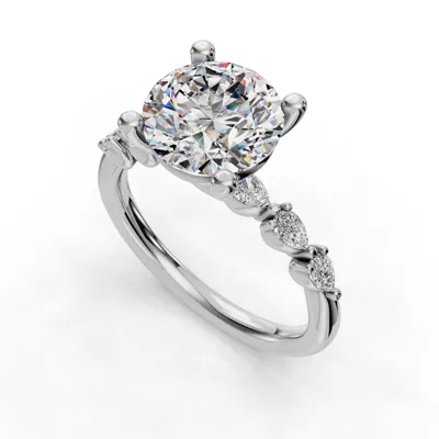 Oramar Petite Pear Diamond Engagement Ring