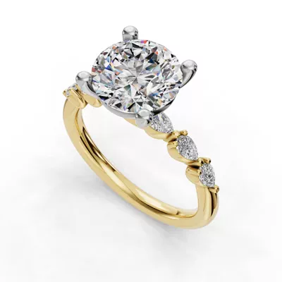 Oramar Petite Pear Diamond Engagement Ring