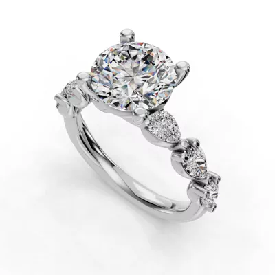 Oramar Grand Pear Diamond Engagement Ring