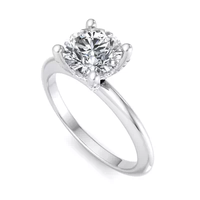 Amber Hidden Halo Engagement Ring
