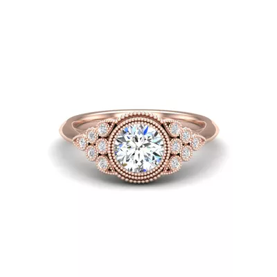 Serenity Accented Milgrain Engagement Ring
