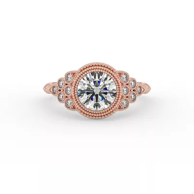 Serenity Accented Milgrain Engagement Ring