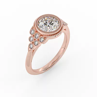 Serenity Accented Milgrain Engagement Ring