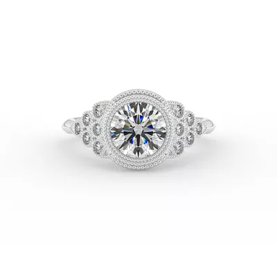 Serenity Accented Milgrain Engagement Ring