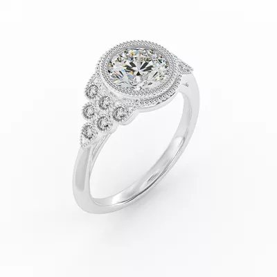 Serenity Accented Milgrain Engagement Ring