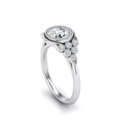 Serenity Accented Milgrain Engagement Ring