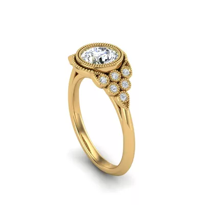 Serenity Accented Milgrain Engagement Ring