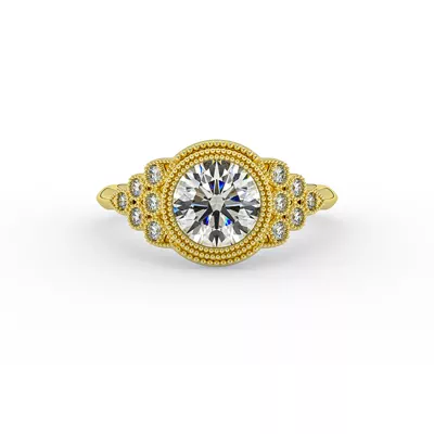 Serenity Accented Milgrain Engagement Ring
