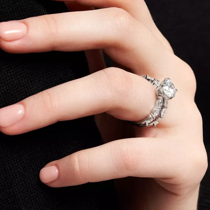 14K White Gold Mila Marquise Band Engagement Ring