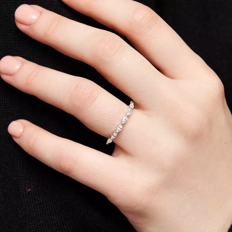 18K White Gold Mila Marquise Diamond Band
