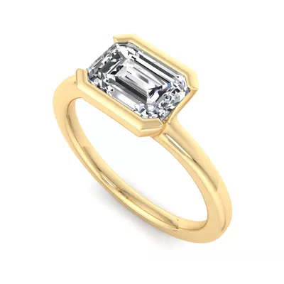 Erin Half Bezel East West Solitaire Engagement Ring