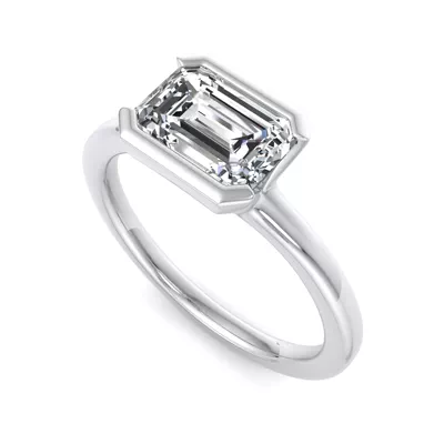 Erin Half Bezel East West Solitaire Engagement Ring
