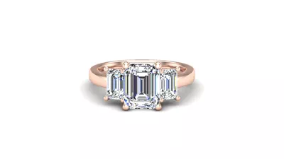 Aaliyah Emerald Three-Stone Engagement Ring