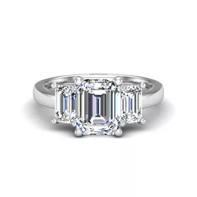 Aaliyah Emerald Three-Stone Engagement Ring
