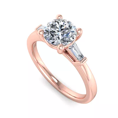 Dana Tapered Baguette Three-Stone Engagement Ring