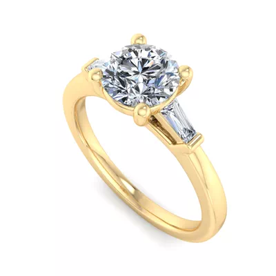Dana Tapered Baguette Three-Stone Engagement Ring