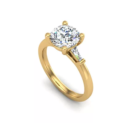 Dana Tapered Baguette Three-Stone Engagement Ring