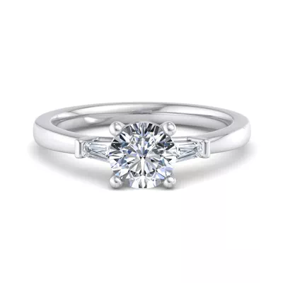 Dana Tapered Baguette Three-Stone Engagement Ring