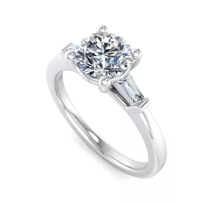 Dana Tapered Lab Baguette Three-Stone Engagement Ring