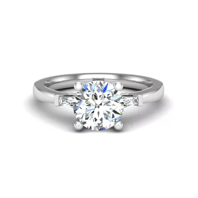 Dana Tapered Lab Baguette Three-Stone Engagement Ring