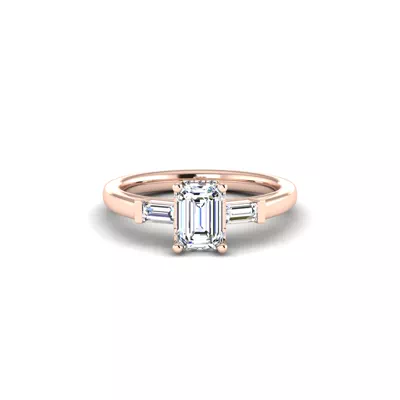 Sylvie Three-Stone Baguette Hidden Halo Engagement Ring