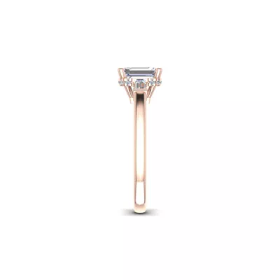 Sylvie Three-Stone Baguette Hidden Halo Engagement Ring