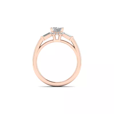 Sylvie Three-Stone Baguette Hidden Halo Engagement Ring