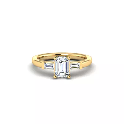 Sylvie Three-Stone Baguette Hidden Halo Engagement Ring