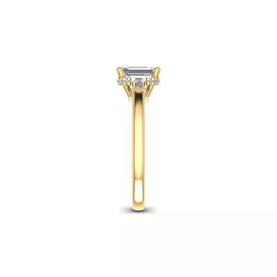 Sylvie Three-Stone Baguette Hidden Halo Engagement Ring
