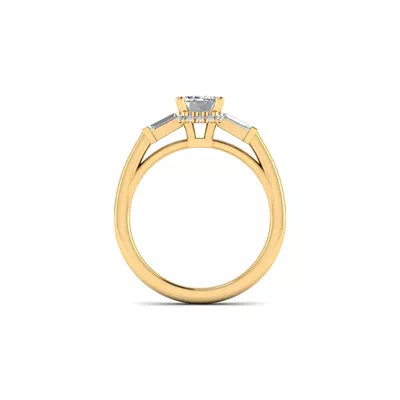 Sylvie Three-Stone Baguette Hidden Halo Engagement Ring