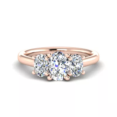 Miranda Oval Three-Stone Hidden Halo Engagement Ring