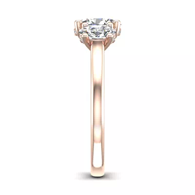 Miranda Oval Three-Stone Hidden Halo Engagement Ring